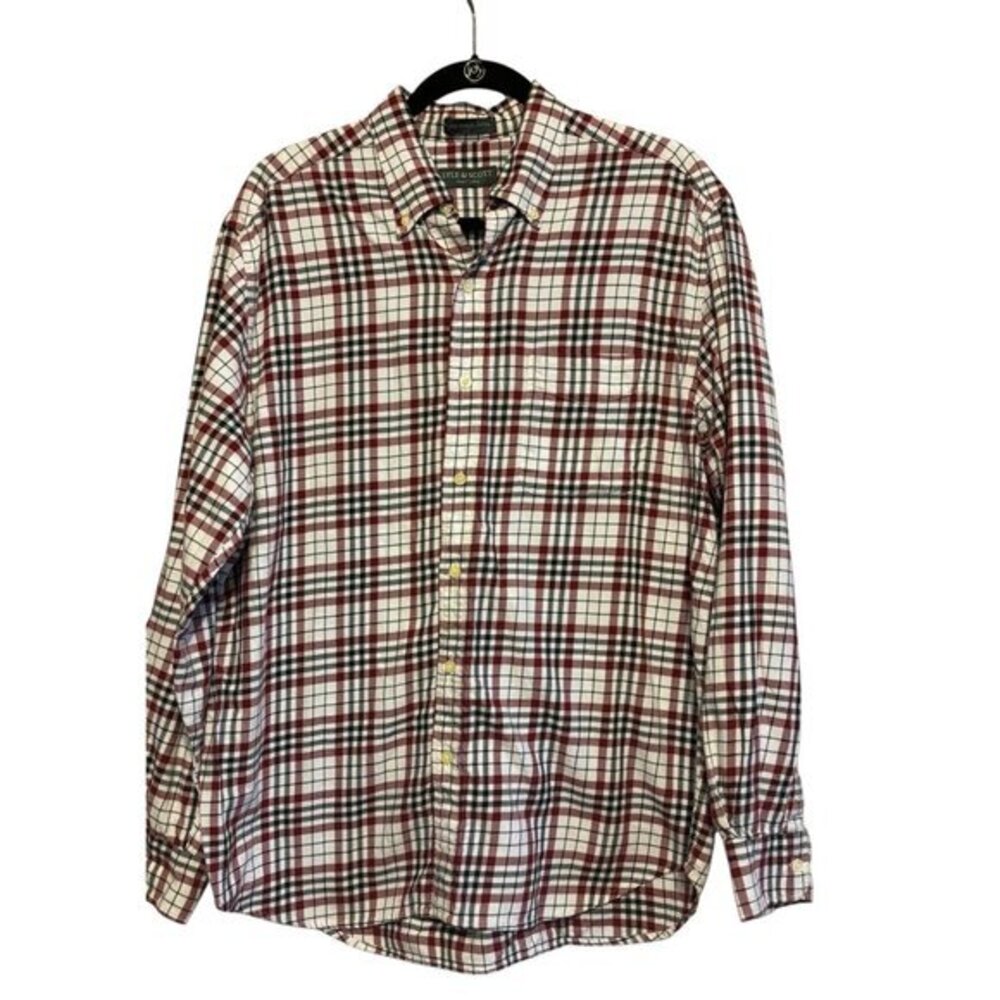 Lyle & Scott Scotland Red & White Plaid Button Shirt Size Large
